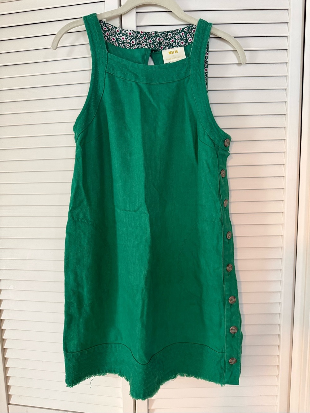 Maeve by Anthropologie linen green dress